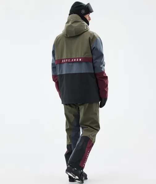 legacy_track_3-3.webp Skijacken<Dope Snow Legacy Track OIiveGreen/Burgundy/MetalBlue/Black