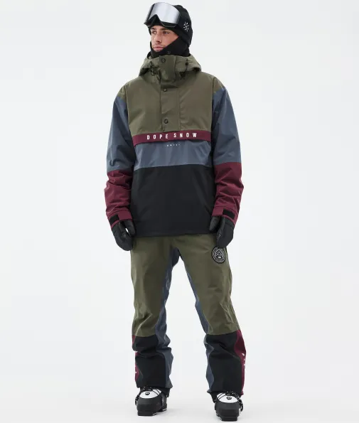 Skihosen<Dope Snow Blizzard Track OIiveGreen/Burgundy/MetalBlue/Black